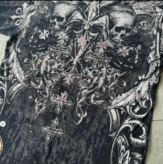 Men's Y2K Skull Blue Graphic Tee