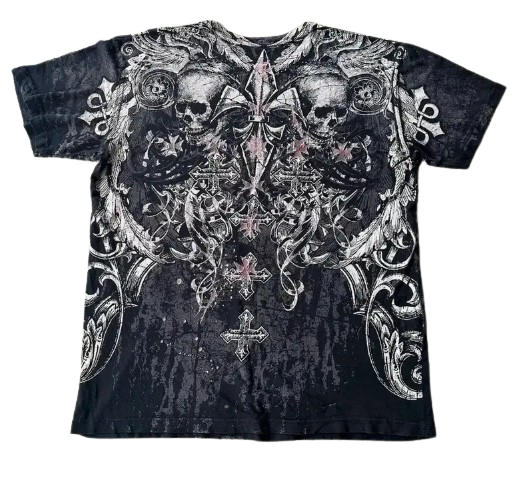 Men's Y2K Skull Blue Graphic Tee